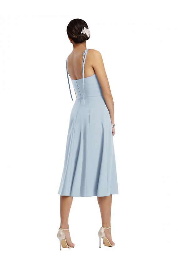 Buy Sweetheart Midi Length Stretch Crepe Light Sky Blue Sleeveless Evening Dress UK
