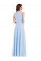 Buy V-Neck Long Soft Chiffon Light Sky Blue Sleeveless Semi Formal Evening Dress UK