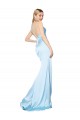 Buy V-Neck Long Stretch Satin Light Sky Blue Sleeveless Formal Evening Dress UK