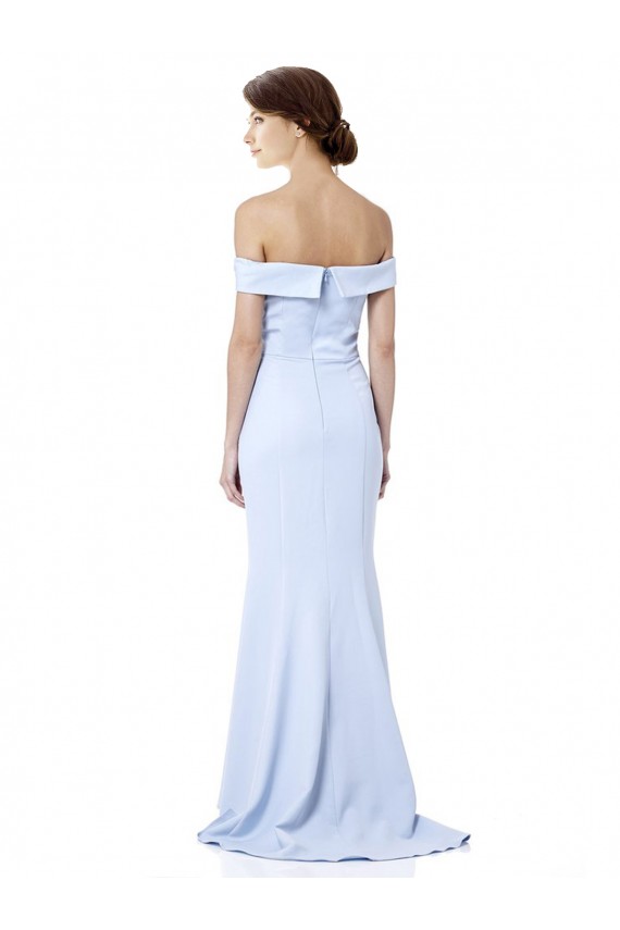 Buy Off the Shoulder Long Stretch Crepe Light Sky Blue Mermaid Sleeveless Evening Dress UK