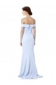 Buy Off the Shoulder Long Stretch Crepe Light Sky Blue Mermaid Sleeveless Evening Dress UK
