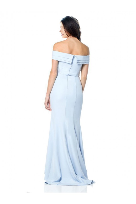 Buy High Neck Long Stretch Crepe Light Sky Blue Sleeveless Evening Dress UK