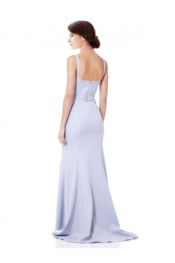 Buy High Neck Long Stretch Crepe Light Sky Blue Sleeveless Evening Gowns UK