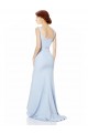 Buy High Neck Long Stretch Crepe Light Sky Blue Mermaid Sleeveless Evening Dress UK