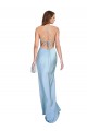 Buy Cowl Neck Long Silky Satin Light Sky Blue Sleeveless Formal Evening Dress UK