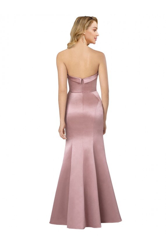 Buy Strapless Long Satin Light Sky Blue Sleeveless Formal Evening Dress UK