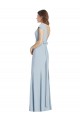 Buy Bateau Neck Long Stretch Crepe Light Sky Blue Cap Sleeves Evening Dress UK
