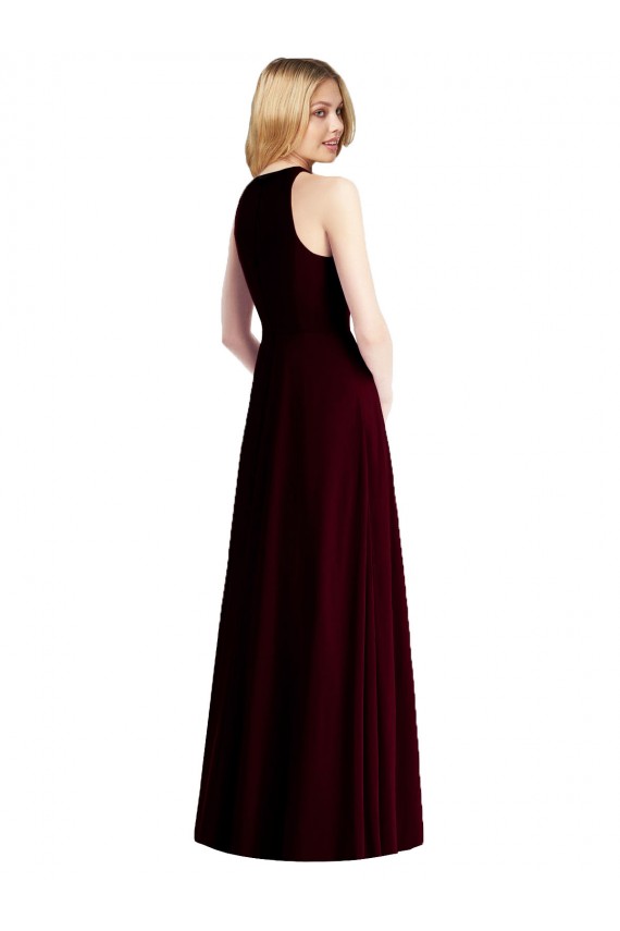 Buy Halter Neck Long Soft Chiffon Light Sky Blue Sleeveless Semi Formal Evening Dress UK