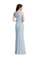 Buy Halter Neck Long Stretch Crepe Light Sky Blue Sleeveless Evening Gowns UK