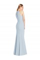 Buy Halter Neck Long Stretch Crepe Light Sky Blue Sleeveless Semi Formal Evening Dress UK