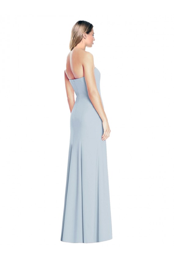 Buy Strapless Long Stretch Crepe Light Sky Blue Trumpet Sleeveless Evening Dress UK