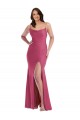 Buy Cowl Neck Long Silky Satin Fuchsia Sleeveless Plus Size Formal Evening Dress UK