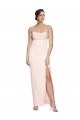 Buy Cowl Neck Long Stretch Satin Sleeveless Formal Evening Dress UK