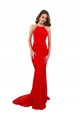 Buy High Neck Long Lace Red Sleeveless Evening Dress UK