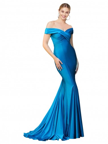 Buy High Neck Long Satin Peacock Blue Sleeveless Formal Evening Dress UK