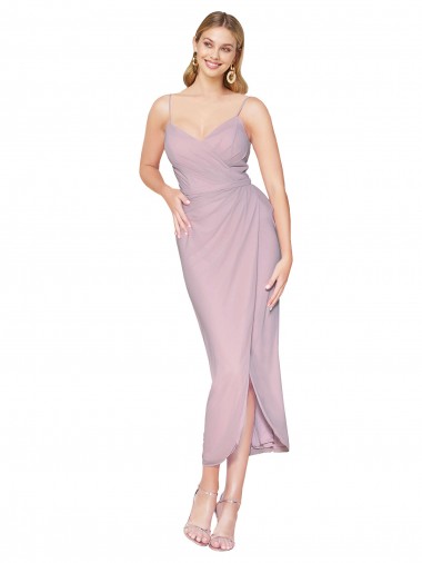 Buy High Neck Knee Length Soft Chiffon Primrose Sleeveless High Low Evening Dress UK