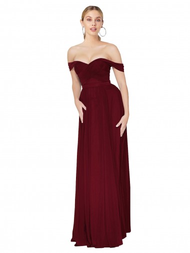 Buy High Neck Long Soft Chiffon Burgundy Mermaid Sleeveless Evening Dress UK