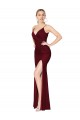 Buy High Neck Long Soft Chiffon Burgundy Mermaid Sleeveless Formal Evening Dress UK