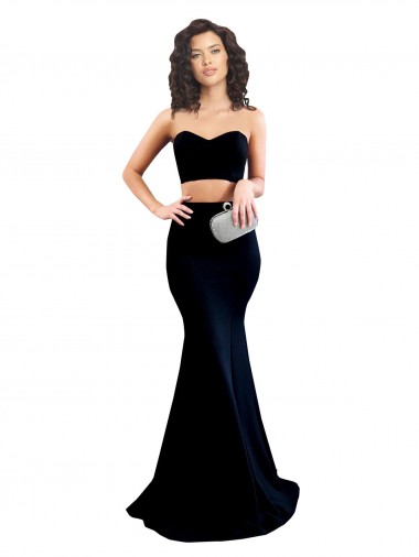 Buy High Neck Long Stretch Crepe Black Sleeveless Formal Evening Dress UK