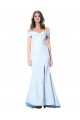 Buy High Neck Long Stretch Crepe Light Sky Blue Sleeveless Evening Dress UK