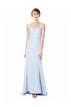Buy High Neck Long Stretch Crepe Light Sky Blue Mermaid Sleeveless Evening Dress UK