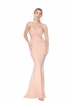 Buy High Neck Long Stretch Crepe Nude Sleeveless Evening Dress UK