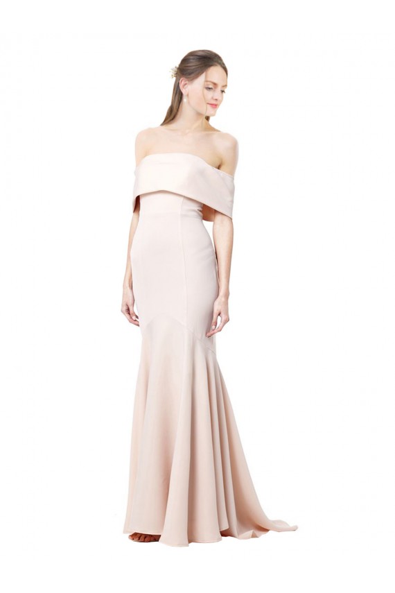 Buy High Neck Long Stretch Crepe Nude Sleeveless Formal Evening Dress UK