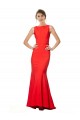 Buy High Neck Long Stretch Crepe Red Sleeveless Evening Gown UK