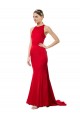 Buy High Halter Neck Long Stretch Crepe Red Sleeveless Formal Evening Dress UK