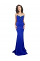 Buy High Neck Long Stretch Crepe Royal Blue Sleeveless Formal Evening Dress UK