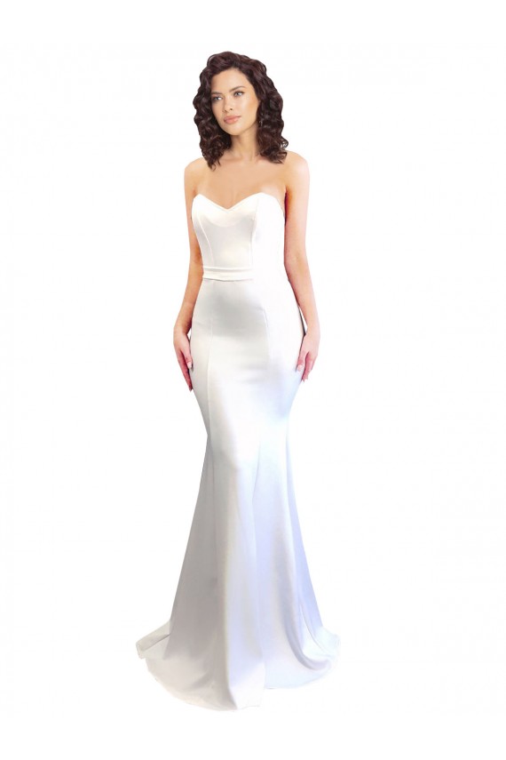 Buy High Neck Long Stretch Crepe White Sleeveless Formal Evening Dress UK