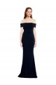 Buy Off the Shoulder Long Stretch Crepe Dark Navy Sleeveless Evening Dress UK