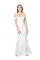 Buy Off the Shoulder Long Stretch Crepe Ivory Sleeveless Evening Dress UK