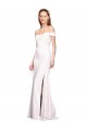Buy Off the Shoulder Long Stretch Crepe White Sleeveless Evening Dress UK