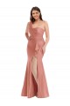Buy One Shoulder Long Silky Satin Georgia Peach Sleeveless Black Tie Plus Size Evening Dress UK