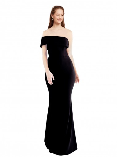 Buy One Shoulder Long Stretch Crepe Black Sleeveless Formal Evening Dress UK