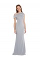 Buy One Shoulder Long Stretch Crepe Grey Sleeveless Evening Dress UK