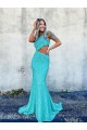 Buy One Shoulder Sweep Train Velvet Sequin Sleeveless Evening Dresses UK