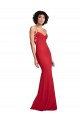 Buy Spaghetti Straps Long Stretch Crepe Red Sleeveless Evening Dress UK