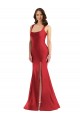 Buy Square Neck Long Silky Satin Red Sleeveless Plus Size Formal Evening Dress UK