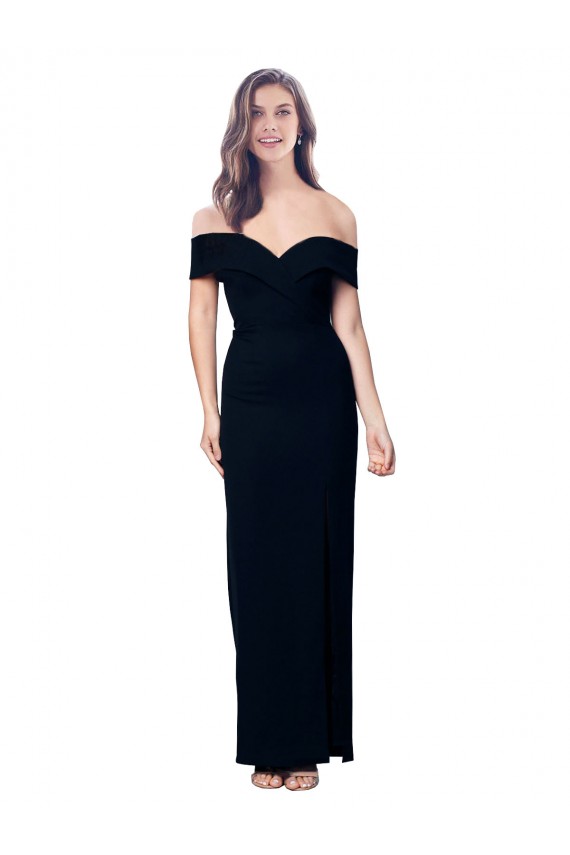 Buy Sweetheart Long Stretch Crepe Black Sleeveless Evening Dress UK