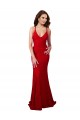 Buy V-Neck Long Lace Red Sleeveless Evening Dress UK