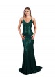 Buy V-Neck Long Sequin Dark Green Mermaid Sleeveless Formal Evening Dress UK
