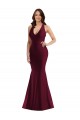Buy V-Neck Long Silky Satin Burgundy Sleeveless Plus Size Formal Evening Dress UK