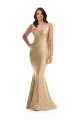 Buy V-Neck Long Silky Satin Soft Gold Sleeveless Plus Size Formal Evening Dress UK