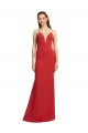 Buy V-Neck Long Stretch Crepe Red Sleeveless Formal Evening Dress UK