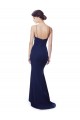 Buy High Neck Long Stretch Crepe Navy Blue Sleeveless Evening Gown UK