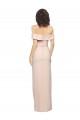 Buy Off the Shoulder Long Stretch Crepe Nude Sleeveless Formal Evening Dress UK
