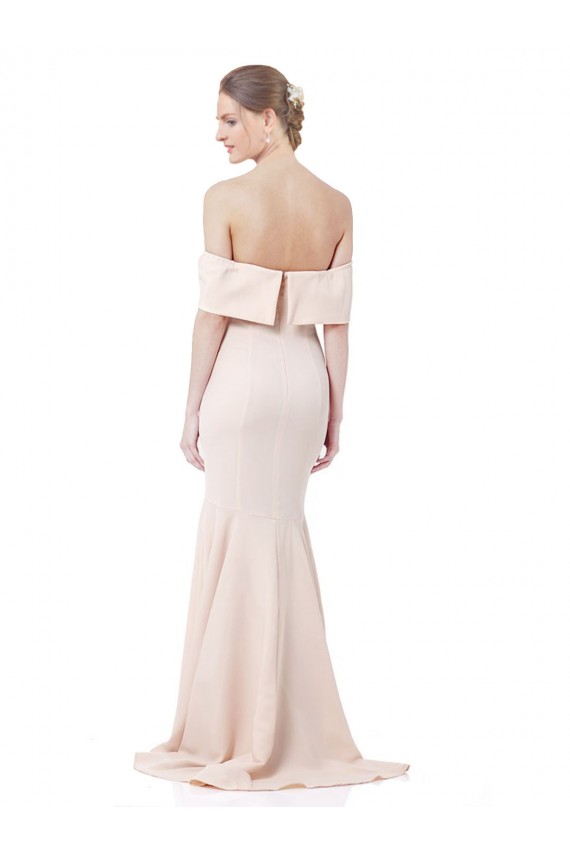 Buy High Neck Long Stretch Crepe Nude Sleeveless Formal Evening Dress UK