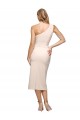 Buy One Shoulder Midi Length Stretch Crepe Nude Sleeveless Formal Evening Dress UK
